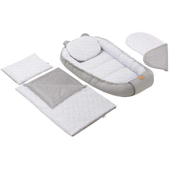 Jukki Baby Nest XXL For Babies 65x120 Set 5 pcs Twinkle Stars & Grey Velvet