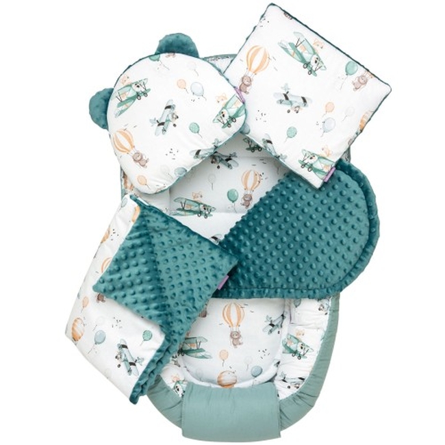 Jukki Χειροποίητο Σετ Baby Nest 5 τμχ Φωλιά Μωρού 100x55cm 0+μηνών - Balloon Travel Minky (5904506806232)