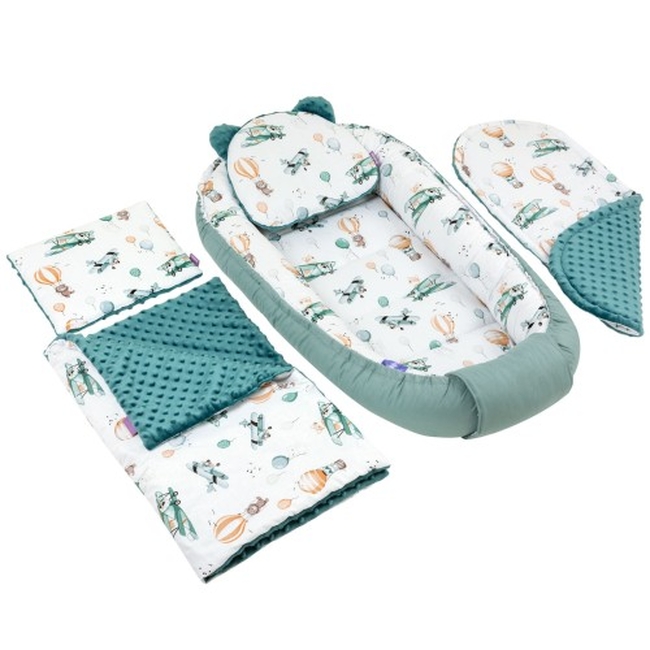 Jukki Χειροποίητο Σετ Baby Nest 5 τμχ Φωλιά Μωρού 100x55cm 0+μηνών - Balloon Travel Minky (5904506806232)