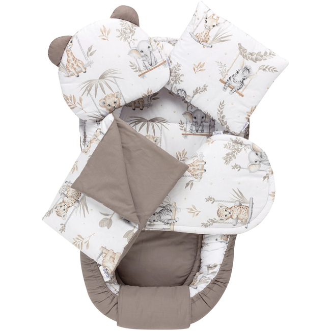 Jukki Baby Φωλιά Για Βρέφη 100x55 Σετ 5 τμχ Υφασμα Happy Jungle 5904506821792