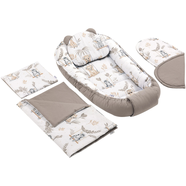 Jukki Baby Φωλιά Για Βρέφη 100x55 Σετ 5 τμχ Υφασμα Happy Jungle 5904506821792