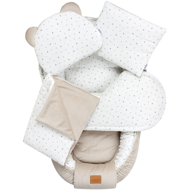Jukki Baby Nest For Babies 100x55 Set 5 pcs Little Stars Muslin & Ecru Velvet