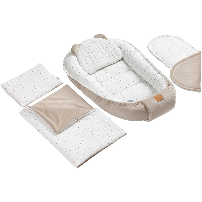 Jukki Baby Nest For Babies 100x55 Set 5 pcs Little Stars Muslin & Ecru Velvet