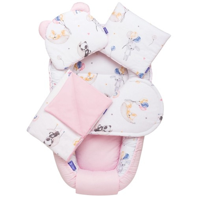 Jukki Χειροποίητο Σετ Baby Nest 5 τμχ Φωλιά Μωρού 90x50cm 0+μηνών - Panda Love (5904506809318)