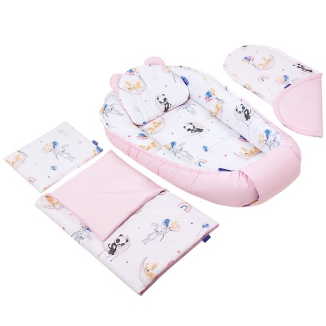 Jukki Χειροποίητο Σετ Baby Nest 5 τμχ Φωλιά Μωρού 90x50cm 0+μηνών - Panda Love (5904506809318)