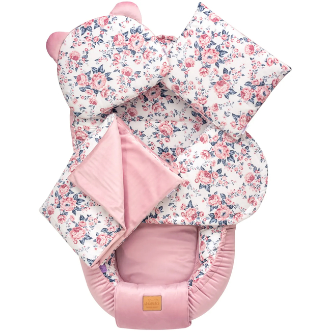 Jukki Baby Φωλιά Για Βρέφη 100x55 Σετ 5 τμχ Roses & Smokey βελούδο 5904506816842