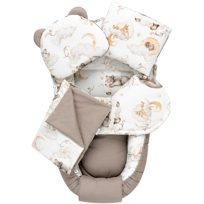 Jukki Baby Φωλιά Για Βρέφη 100x55 Σετ 5 τμχ Υφασμα Sweet Teddy 5904506818747