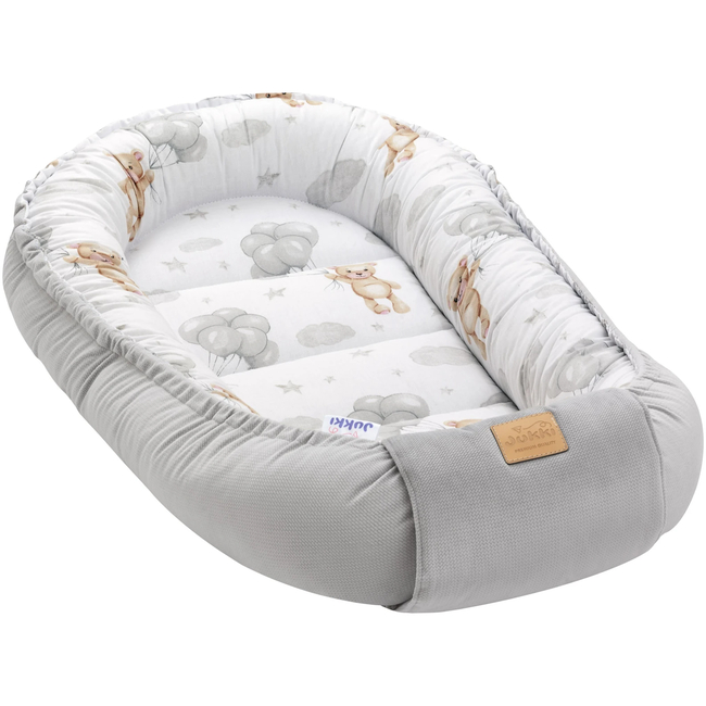 Jukki Baby Nest XXL For Babies 65x120 Set 5 pcs Cloudy Bears & Grey Velvet