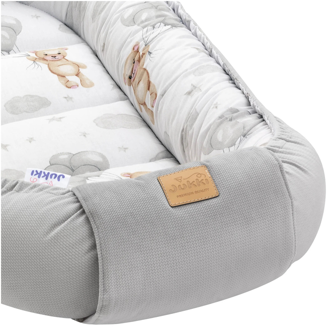 Jukki Baby Nest XXL For Babies 65x120 Set 5 pcs Cloudy Bears & Grey Velvet