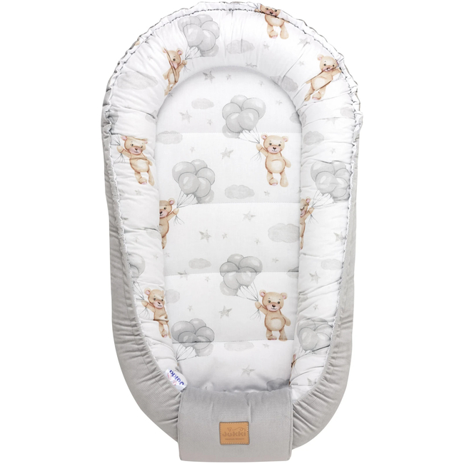 Jukki Baby Nest XXL For Babies 65x120 Set 5 pcs Cloudy Bears & Grey Velvet