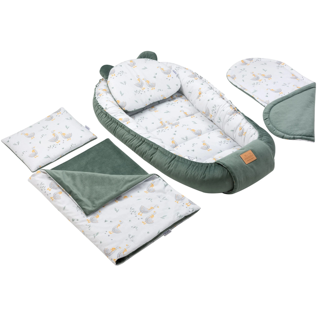Jukki Baby Φωλιά Για Βρέφη 100x55 Σετ 5 τμχ Madam Goose & Ελιά βελούδο 5904506819782