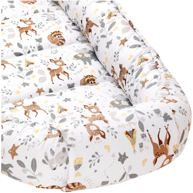 Jukki Baby Φωλιά XXL Για Βρέφη 65x120 Σετ 5 τμχ Magical Woodland & Μόκα Minky