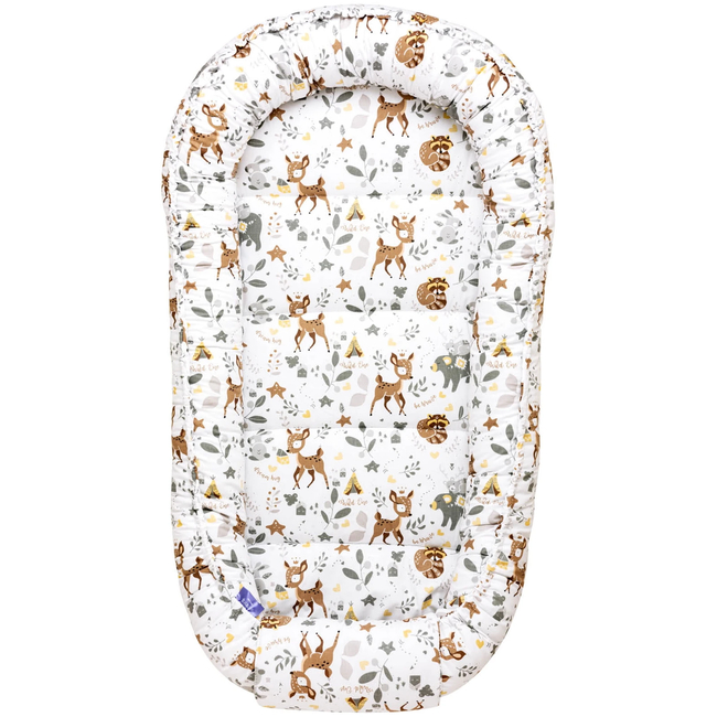 Jukki Baby Φωλιά XXL Για Βρέφη 65x120 Σετ 5 τμχ Magical Woodland & Μόκα Minky