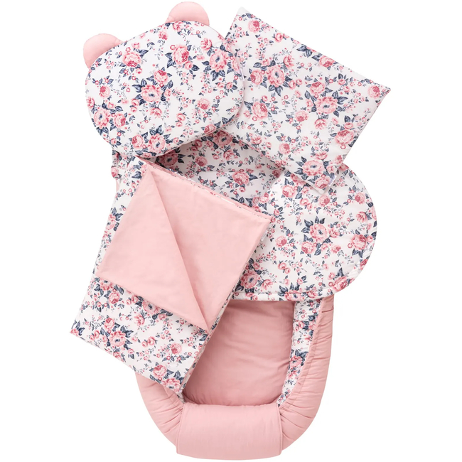 Jukki Baby Φωλιά XXL Για Βρέφη 65x120 Σετ 5 τμχ Roses