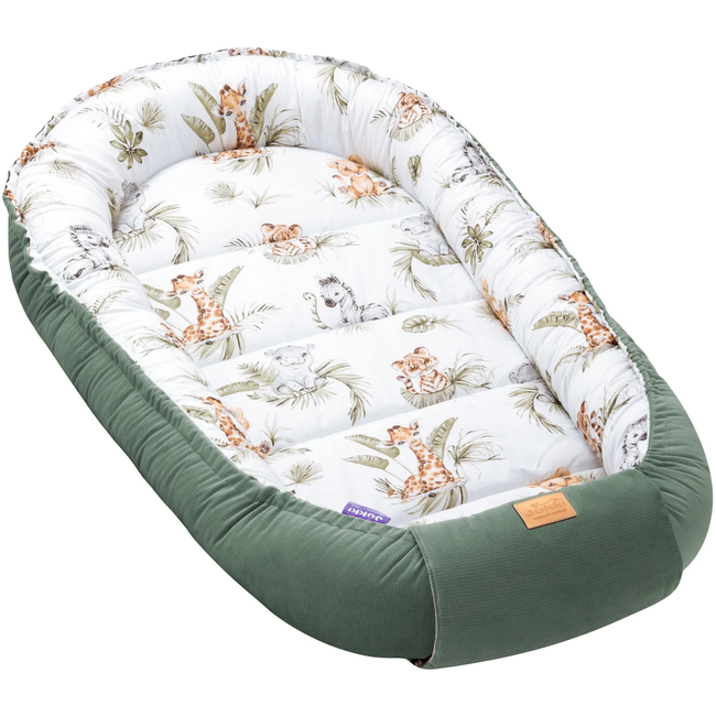Jukki Baby Nest XXL For Babies 65x120 Set 5 pcs Savanna Fun & Ελιά βελούδο