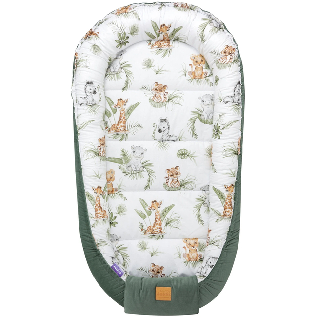 Jukki Baby Nest XXL For Babies 65x120 Set 5 pcs Savanna Fun & Ελιά βελούδο