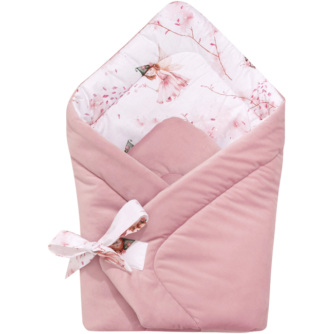Jukki Baby Cotton Hug Blanket 80 x 80 cm Little Fairy & Smokey Pink Soft Velvet