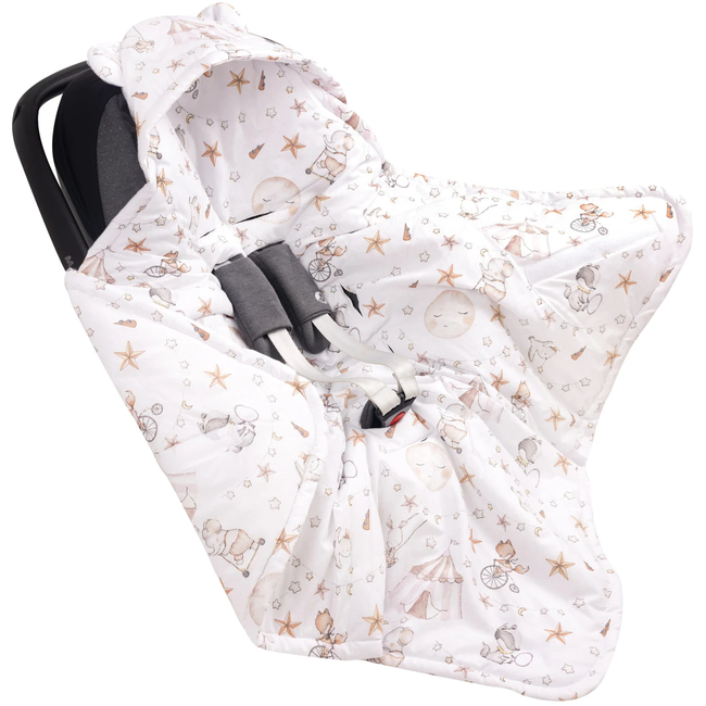 JUKKI Car Seat Blanket with Hood Balloon Candy Circus