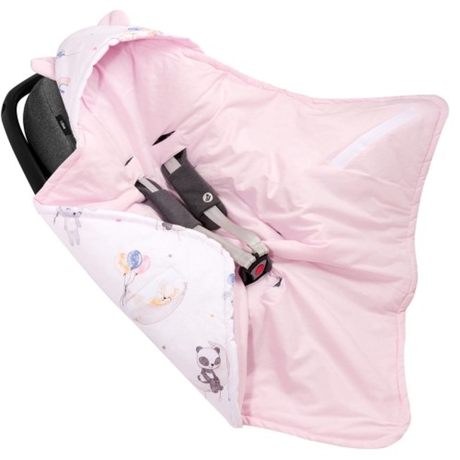 JUKKI Car Seat Blanket with Hood Panda Love 5904506809622