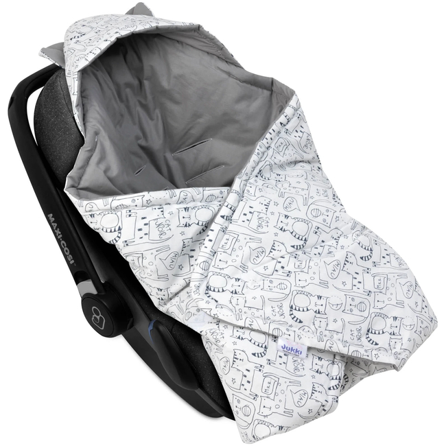 JUKKI Car Seat Blanket with Hood Hello Kitten