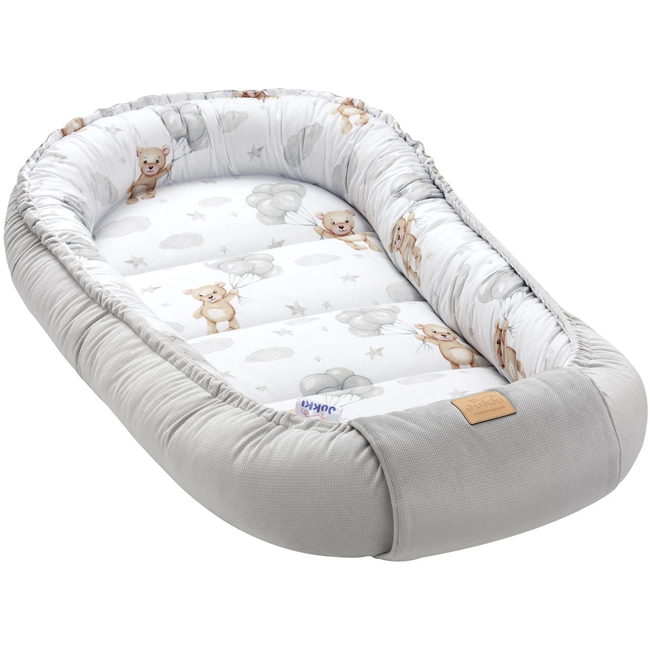 Jukki Baby Φωλιά XXL Για Βρέφη 65x120 Cloudy Bears & Γκρι βελούδο