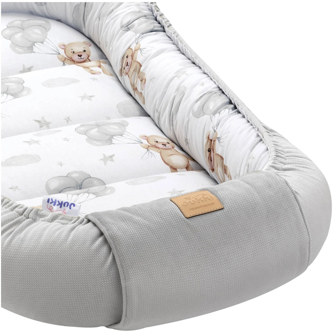 Jukki Baby Φωλιά XXL Για Βρέφη 65x120 Cloudy Bears & Γκρι βελούδο