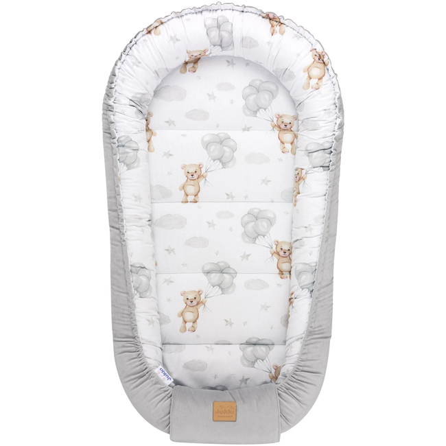 Jukki Baby Φωλιά XXL Για Βρέφη 65x120 Cloudy Bears & Γκρι βελούδο