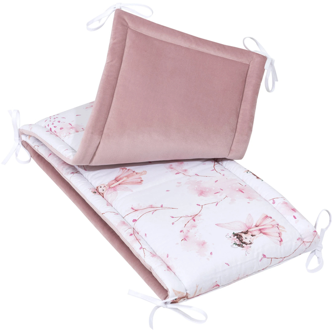 JUKKI Πάντα Κούνιας 180 x 30 cm για κρεβάτι 120 x 60 cm Little Fairy & Smokey Ροζ Soft Velvet