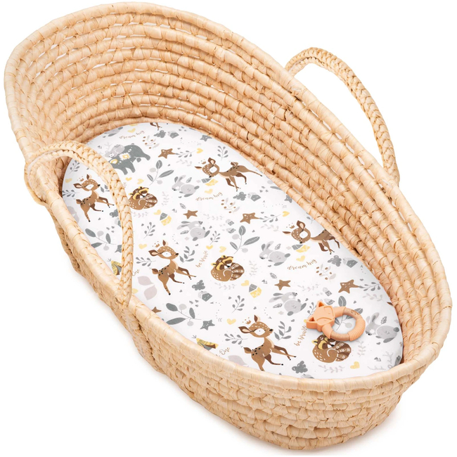 JUKKI Σεντόνι για καλαθούνα με Λάστιχο 100% Βαμβάκι 40x80 CM Magical Woodland