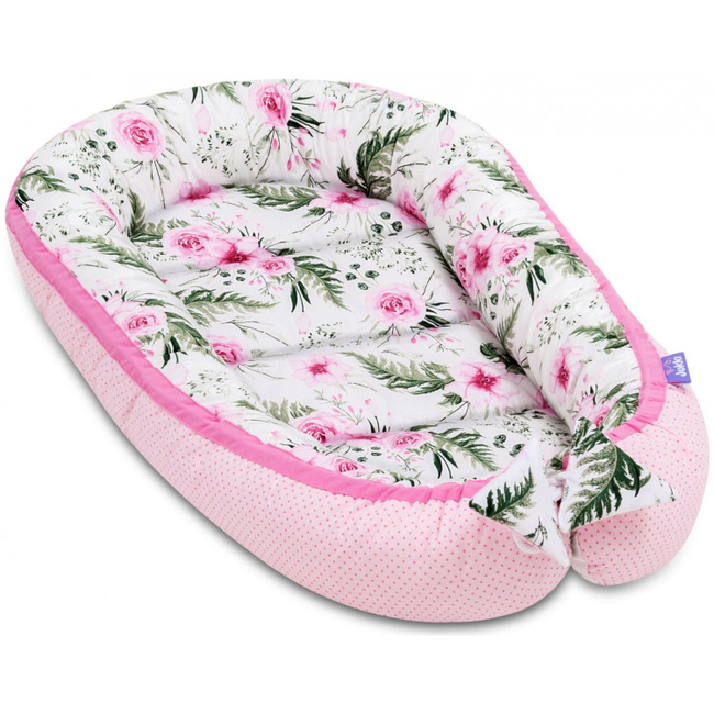 Jukki Χειροποίητο Σετ Baby Nest 5 τμχ Φωλιά Μωρού 90x50cm 0+μηνών - In Garden Pink Minky (5907534758436)