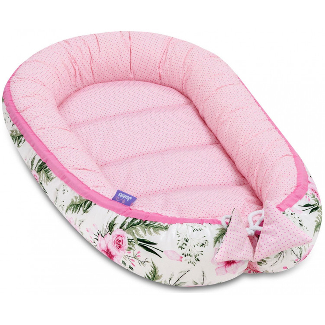 Jukki Χειροποίητο Σετ Baby Nest 5 τμχ Φωλιά Μωρού 90x50cm 0+μηνών - In Garden Pink Minky (5907534758436)