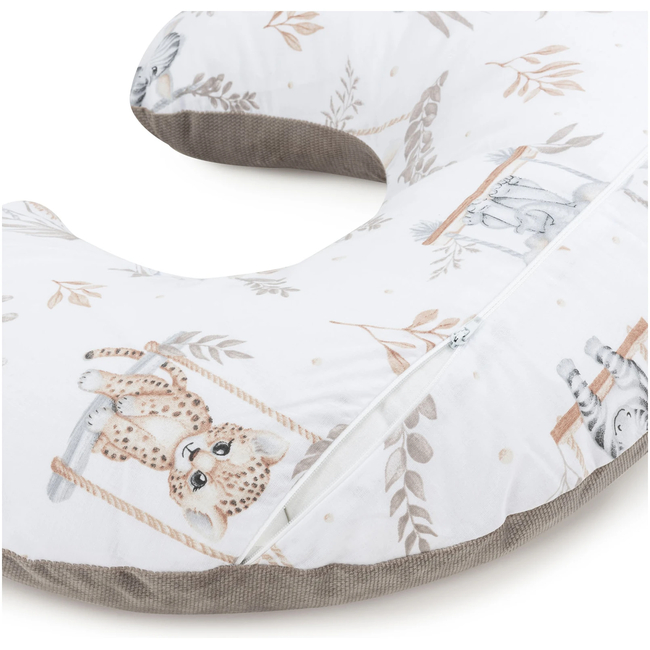JUKKI Nursing Pillow with cover 60 x 40 x 15cm Happy Jungle & velvet