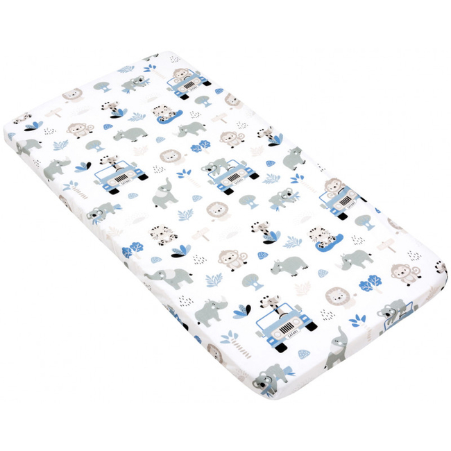JUKKI Cot/bed Fitted sheet 60x120 CM Blue Safari 5904506804085