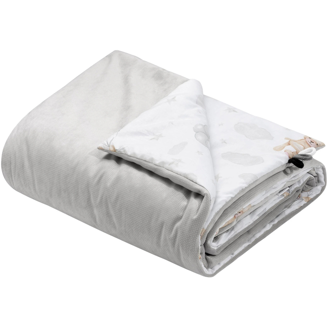 JUKKI Soft Baby Blanket 100x140cm Cloudy Bears & Grey Velvet