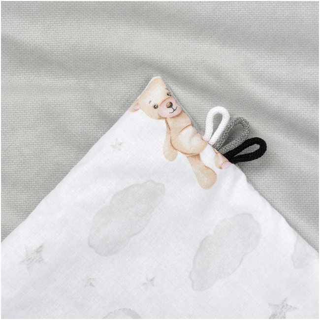 JUKKI Soft Baby Blanket 100x140cm Cloudy Bears & Grey Velvet
