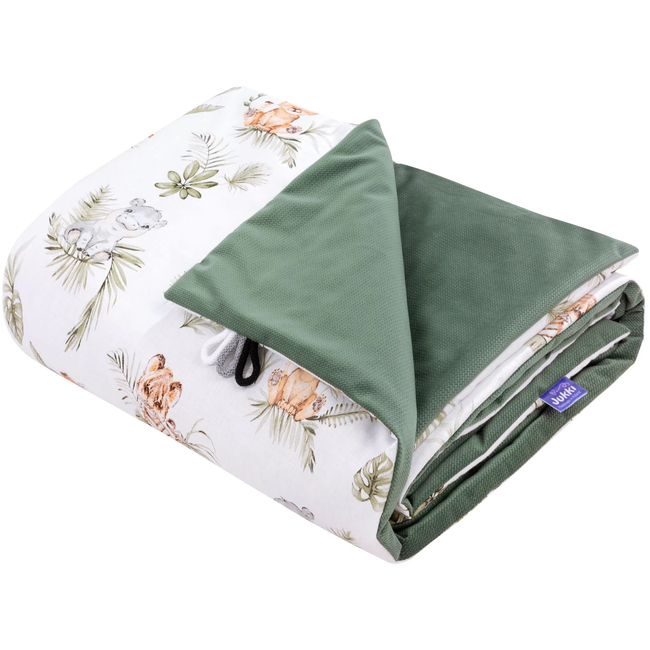 JUKKI Soft Baby Blanket 100x140cm Savanna Fun & Olive Velvet