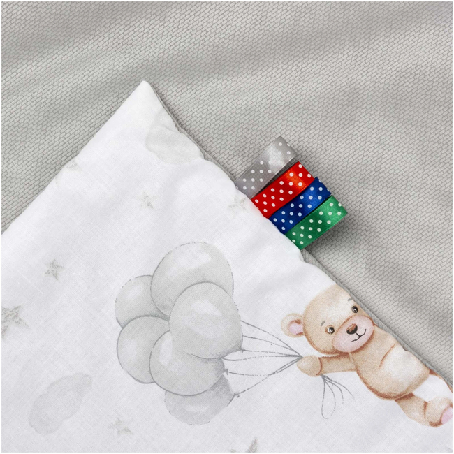 Jukki Κουβέρτα Βαμβακερή 2πλής Όψης 55x75cm  Cloudy Bears & Γκρι Velvet
