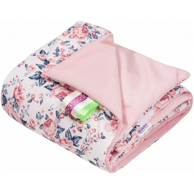 JUKKI Soft Baby Blanket 55x75cm Roses & Smokey Pink Soft velvet