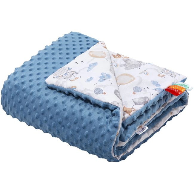 JUKKI Soft Baby Blanket 55x75cm Balloon Friends & Denim Minky