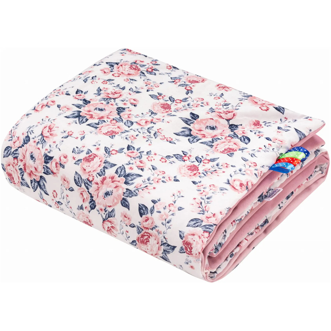 Jukki Κουβέρτα Βαμβακερή 2πλής Όψης 75x100cm Roses & Smokey Ροζ Soft βελούδο