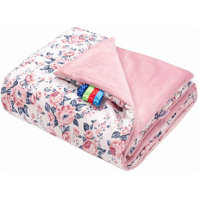 Jukki Κουβέρτα Βαμβακερή 2πλής Όψης 75x100cm Roses & Smokey Ροζ Soft βελούδο