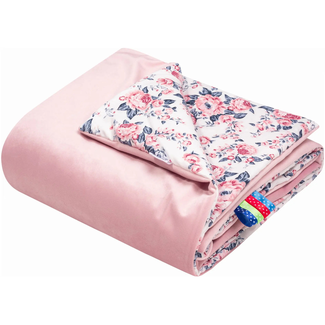 Jukki Κουβέρτα Βαμβακερή 2πλής Όψης 75x100cm Roses & Smokey Ροζ Soft βελούδο