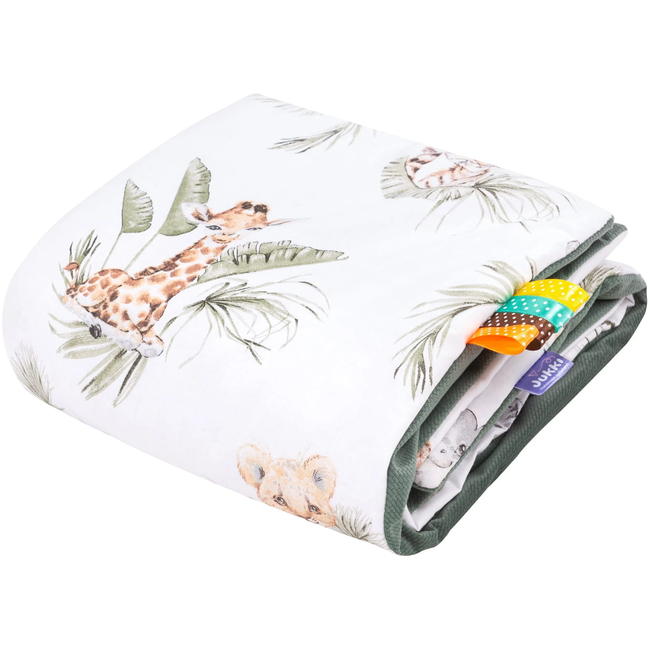 Jukki Double Sided Cotton Blanket 75x100cm Savanna Fun & Olive Velvet