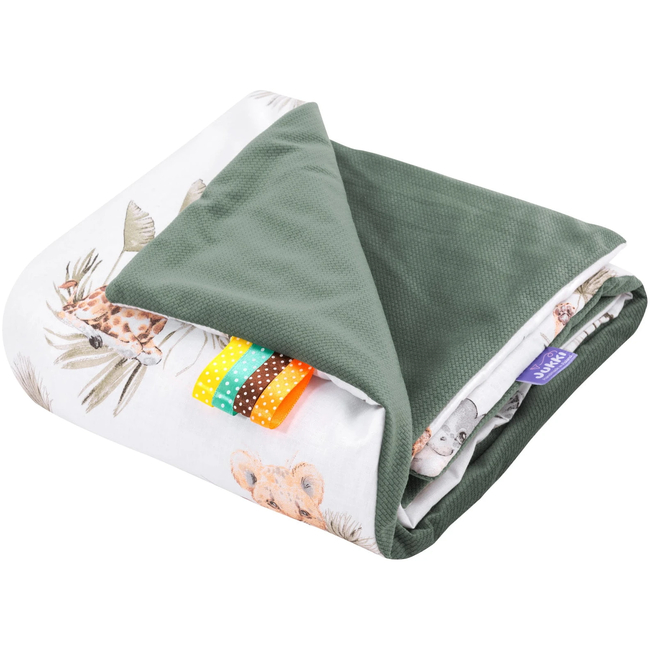 Jukki Double Sided Cotton Blanket 75x100cm Savanna Fun & Olive Velvet