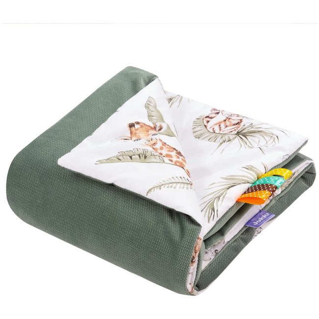 Jukki Double Sided Cotton Blanket 75x100cm Savanna Fun & Olive Velvet