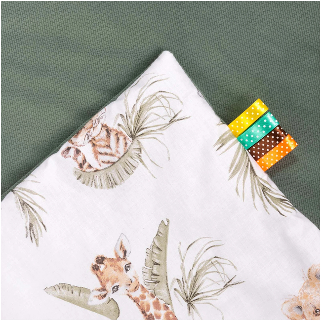 Jukki Double Sided Cotton Blanket 75x100cm Savanna Fun & Olive Velvet