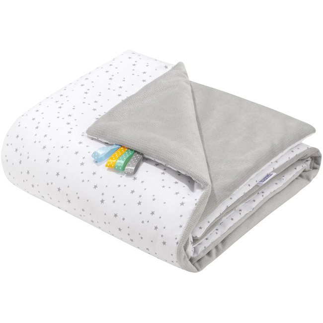 Jukki Double Sided Cotton Blanket 75x100cm Twinkle Stars & Grey Velvet