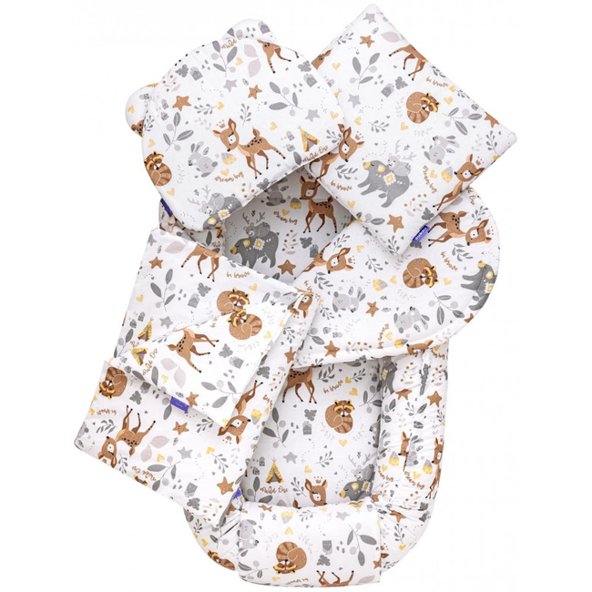 Jukki Baby Φωλιά Για Βρέφη 100x55 Σετ 5 τμχ Υφασμα Magical Woodland 5904506803545