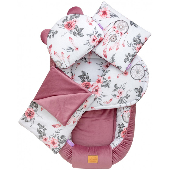 Jukki Χειροποίητο Σετ Baby Nest 5 τμχ Φωλιά Μωρού 90x50cm 0+μηνών Summer Dream Old Rose 5904506805778