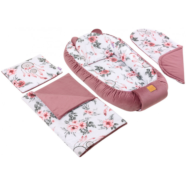 Jukki Χειροποίητο Σετ Baby Nest 5 τμχ Φωλιά Μωρού 90x50cm 0+μηνών Summer Dream Old Rose 5904506805778
